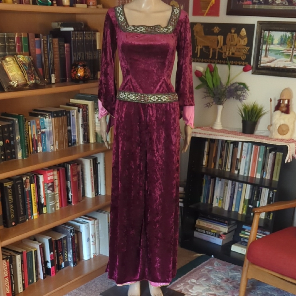 Renfaire/Medieval Velour Costume with Embellished Trim